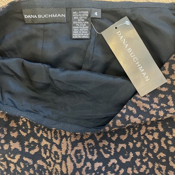 NWT Dana Buchman Poly-Cotton Wool Animal Print Knee Length Pencil Skirt Sz 4 - Picture 2 of 10